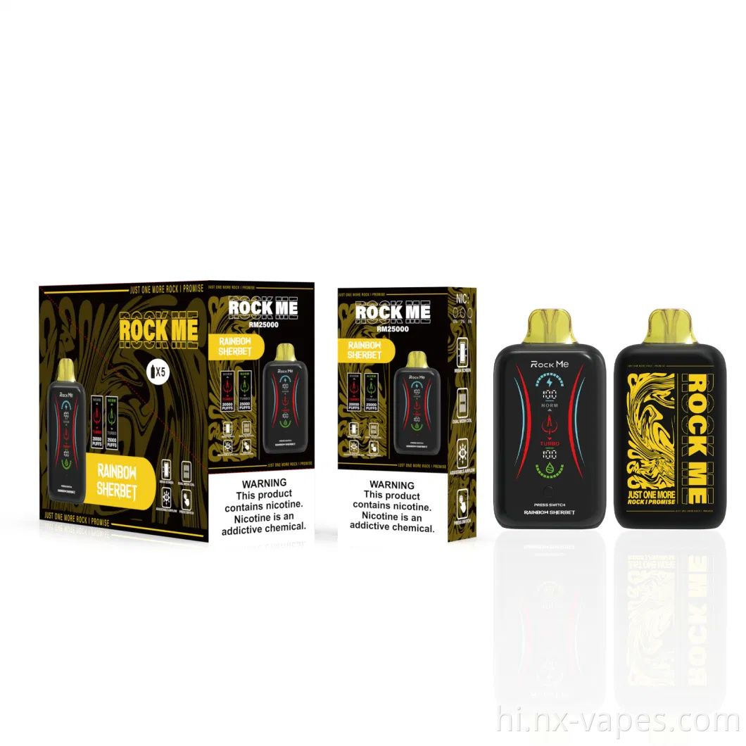 पूर्ण डिजिटल स्क्रीन Rockme 25000 पफ्स गर्म बिक्री Eurpoe रिचार्जेबल थोक में मैं vape